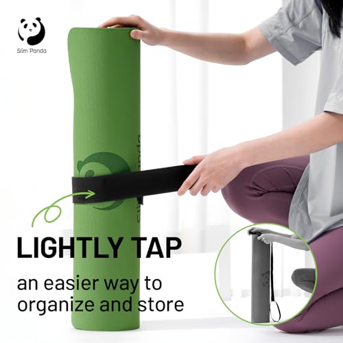 Yoga Mat Strap Slap Band, One Snap Keeps Mats Tightly Rolled, Heavy-Duty Clasp Fits Most Size Mats(24" L X 2" W) - color: Black