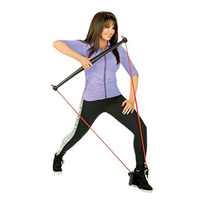 Core System Portable Home Gym - Resistance Trainer All-in-One Band + Bar Kit, Full Body Workout: Improve Fitness, Build Muscle, Strength Exercises with Marie Osmond Workout DVD Included