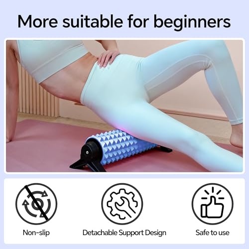 Foam Roller with Detachable Stand, 18" Deep Tissue Massage Roller, Beginner-Friendly Support Design for Muscle Recovery, Home Workout & Fitness - Blue - color: Blue