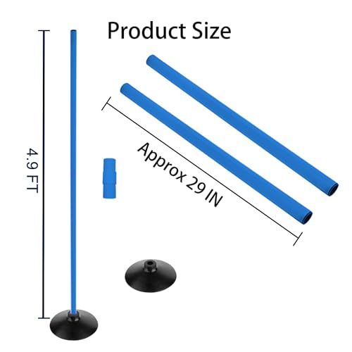 Blue Soccer Agility Poles Set Detachable Sports Trainning Speed Pole Slalom Poles with Rubber Base Sport Traning Equipment