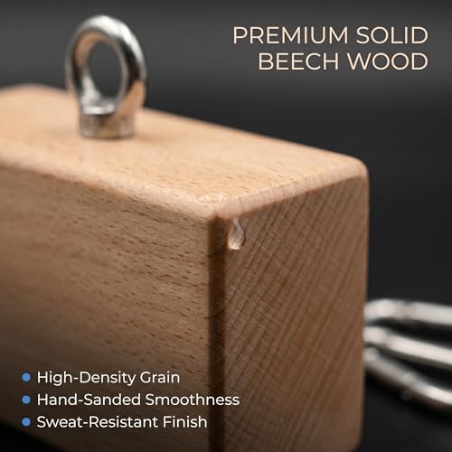 3 Pcs Wooden Grip Strength Trainer Set, Ergonomic Pinch Block Grip Workout Kit, Premium Natural Wood Hand Finger Forearm Strengthener with Stainless Steel Carabiners for Climbing, Weightlifting, Fitness, Home Gym & Rehab Training