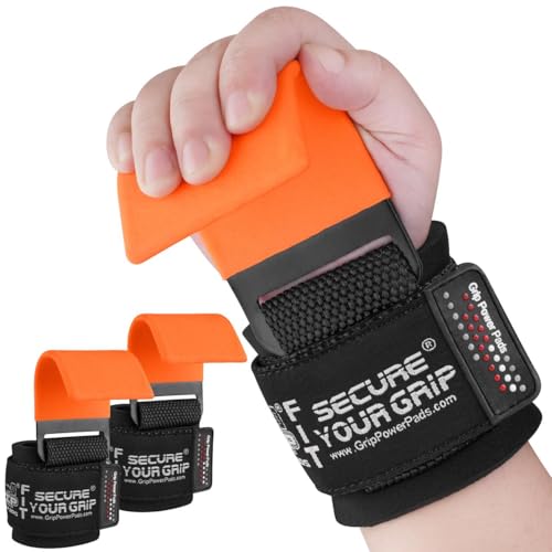Weight Lifting Rod Hooks Heavy Duty Wrist Wraps Power Weight Lifting Training Gym Grips Straps Set of 2 - color: Orange, size: WOMEN-Wrist Size Small/Medium