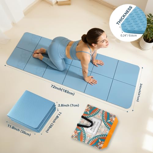 Foldable Yoga Mat Thick Non-Slip Exercise Mat - color: blue