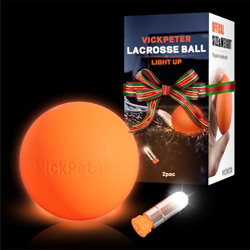 Glow in the Dark Lacrosse Ball - Night Practice & Training Equipment for All Ages | 2 Pack Official Size & Weight | Indoor/Outdoor Lacrosse Ball with Led Lights | Ideal Sports Gifts for Boys/Girls - color: Orange