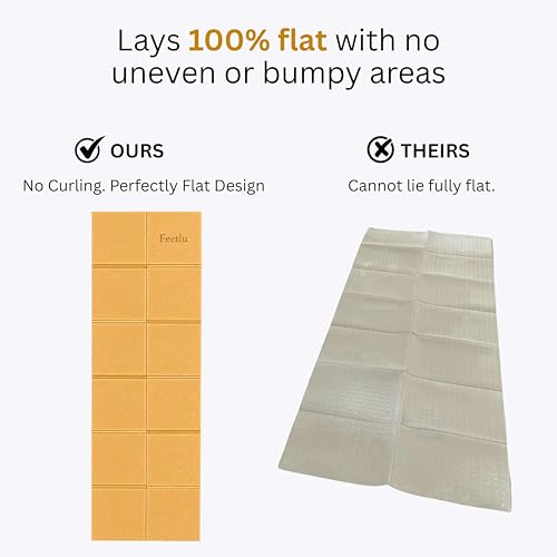Foldable Yoga Mat, 72" x 24", 6mm Thick, Lightweight & Non-Slip - color: Yellow