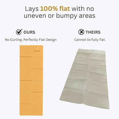 Foldable Yoga Mat, 72" x 24", 6mm Thick, Lightweight & Non-Slip - color: Yellow