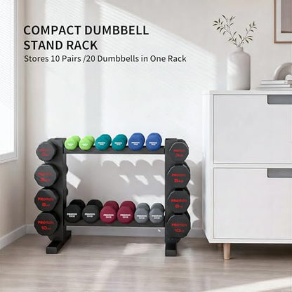 PROIRON Super Stable 4-Tier Dumbbell Rack, One Entire Piece of Steel Weight Rack for Home Gym, Heavy Duty 450LB Storage Holder, Compact Weight Rack (Dumbbell Rack Stand Only)