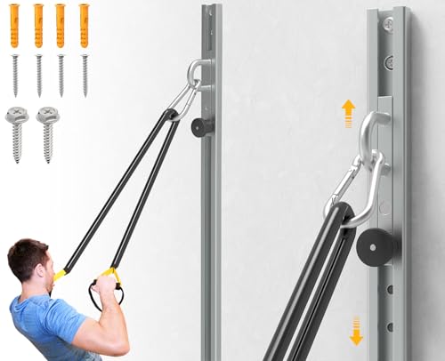 Adjustable Wall-Mounted Anchor Fitness System with Automatic Locking Function， Resistance Band Wall Anchor Exercise Equipment for at Home Gym Fitness Workout,Black