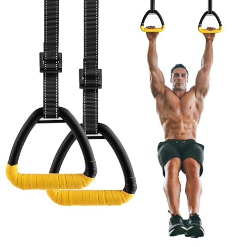 Gymnastic Rings, Gymnastic Rings Equipment, Pull-up Gymnastic Rings, Home Gymnastic Rings no-Punch bar Lanyard for Training Workouts - color: Yellow