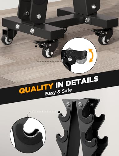 YOLEO Dumbbell Rack - 3 Tier & 5 Tier Compact Weight Rack for Dumbbell, Kettlebell, Barbell, Heavy Duty Weight Storage Organizer, Space-Saving Dumbbell Storage Stand Holder for Home Gym - 1100LBS Capacity (Rack Only)