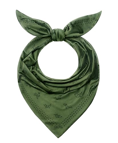 UPF 50+ Cooling Bandana for Men & Women - Thermoregulation, Moisture-Wicking, Sun Protection Bandana Neck Wraps - color: Olive Green Origami