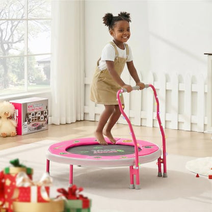 SPORTSOUL Mini Trampoline for Kids 3-6 with Super Safe Foam Handle Bar - color: Pink