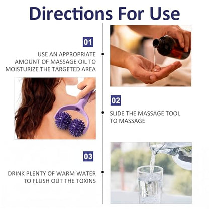 Handheld Spiky Massage Balls Rollers, 2 Wheel Spiky Massage Ball Rollers Silicone Manual Massage-Roller with Handle Pressure Point Muscle Massages Tool for Foot Arm Body Neck Leg Pain Pressure Relief