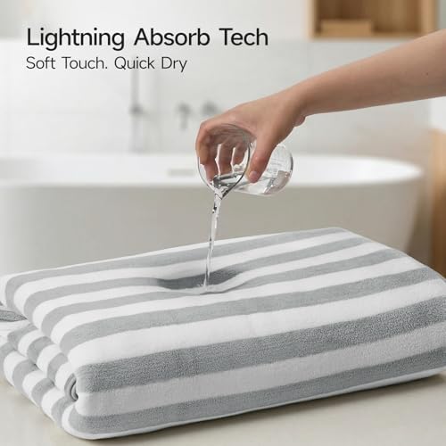 REDKISS Ultra Soft Bath Towel Sets 6-Piece 35"x70" | 100% Microfiber, Highly Absorbent & Quick Dry | Grey Towels for Bathroom, Spa, Gym | 2 Bath, 2 Hand, 2 Washcloths - color: Light Gray