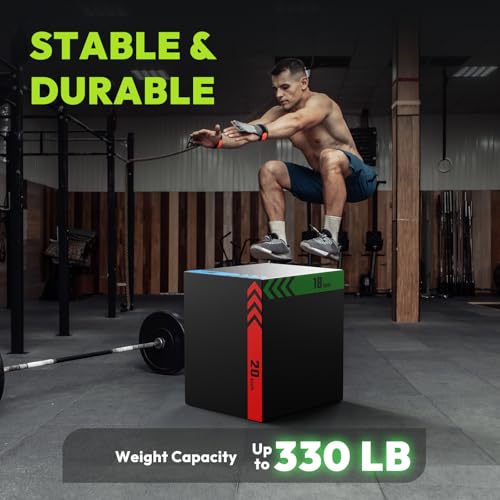 3-in-1 Plyo Box – Plyometric Jump Box with Durable High-Density Foam Core and Non-Slip Surface for Box Jumps, Squats, and Home Gym Workouts - style: Heavy Foam-16x18x20 inch (29lb)