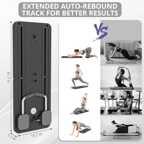 Pilates Board - Pilates Reformer Set, Multi-Purpose Foldable Pilates Reformer Board for Home, 5 in 1 Pilates Sliding Board