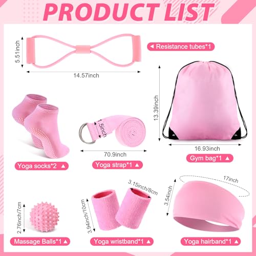 17 Pcs Home Pilates Kit with Resistance Bands 6 Tube Pedal Puller Resistance Band Set for Women Weight Loss Leg Training Workout Equipment Gym Exercise Equipment Beginners Yoga - color: Pink