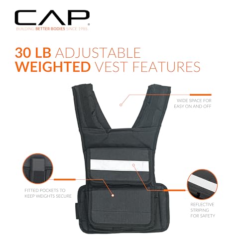 CAP Adjustable Weighted Vest 20–150 lbs for Strength Training, Running & Workouts, Weight Vest for Men & Women, Fitness Training Vest - style: 30lbs-F