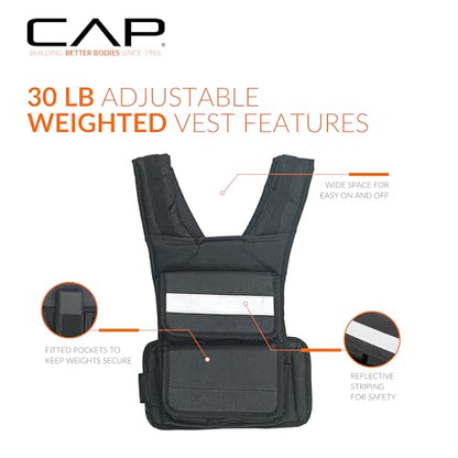CAP Adjustable Weighted Vest 20–150 lbs for Strength Training, Running & Workouts, Weight Vest for Men & Women, Fitness Training Vest - style: 30lbs-F