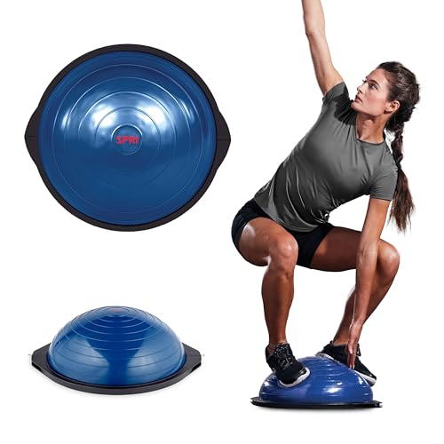 SPRI Balance Trainer Dome Shape Half-Exercise Ball with Non-Skid Base – Pro (65cm) or Sport (50cm) for Balance Training, Strength Building, Toning, and Improved Flexibility - style: Sport (50cm)