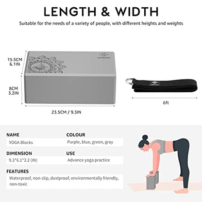 Overmont Yoga block set + cork Yoga block with strap combo