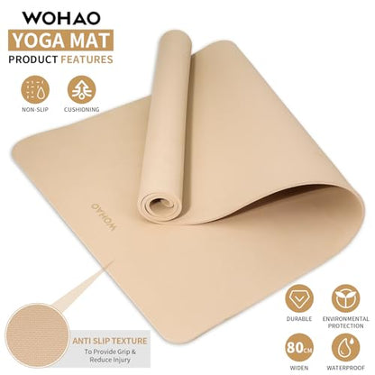 Extra Wide & Thick 8mm Yoga Mat, 72"x31.5" - color: Milk Coffee