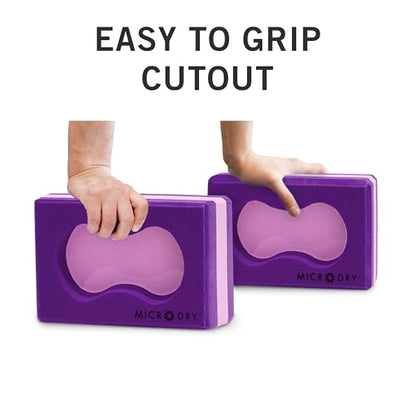 MicroDry Sure Grip Yoga Block Set of 2 - Purple/Pink