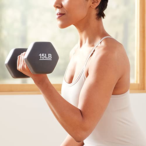 Amazon Basics Neoprene Dumbbell Hand Weights for Exercise and Muscle Toning - style: 15 Pound, Pair