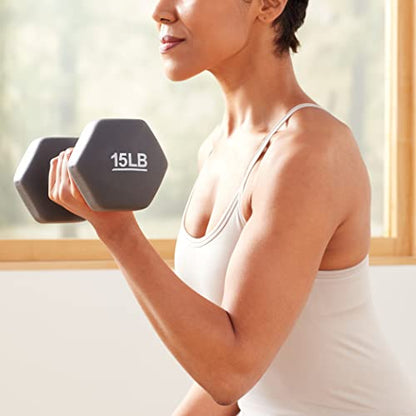 Amazon Basics Neoprene Dumbbell Hand Weights for Exercise and Muscle Toning - style: 15 Pound, Pair