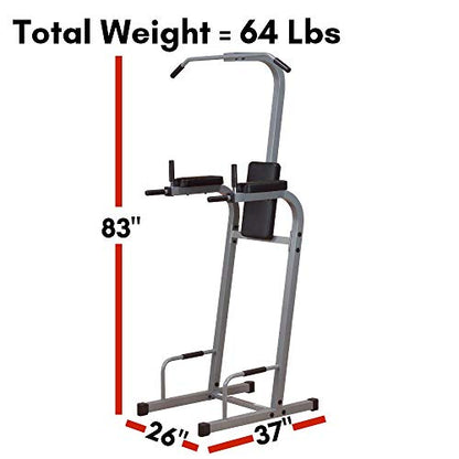 Body-Solid (PVKC83X) Multi-Function Pull Up & Dip Station with Vertical Knee Raise, Chin-Up Bar Stand, and Strength Training Dip Stands