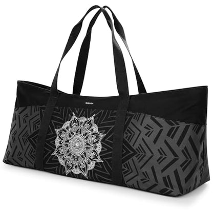 Gonex Yoga Mat Bag, Extra Canvas Gym Bag with Waterproof Pocket Metal Zipper, Fits Mat & Blocks, Stylish Yoga Mat Carrier for Women, Ideal for Yoga, Pilates, Workout, Travel - color: Black