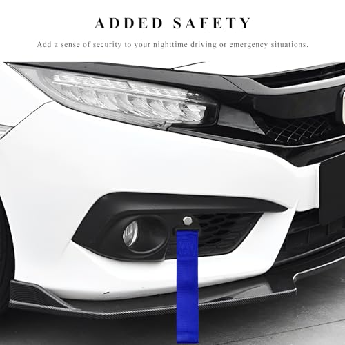 Racing Tow Strap, High Strength Nylon Car Bumper Towing Hook Traction Rope with Bolt & Nut, Universal Auto Trailer Belt Decorative Towing Strap for Front or Rear Bumpers (Blue)