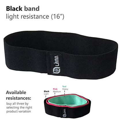 Fittest Pro by Limm Resistance Bands for Legs and Butt, Fabric Exercise Loop Bands Yoga, Pilates, Rehab, Fitness and Home Workout, Strength Bands for Booty - color: Black Leg Bands - Large - 16 inches