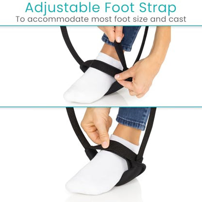Vive Proflex Strap - Physical Therapy Leg Lifter Assist with Nylon Webbing for Recovery, Stretching - Loop with Hand Grips - Lift Foot, Calf - Rigid for Elderly, Handicapped, Injury, Car and Bed