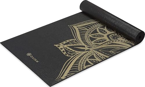 Gaiam Yoga Mat - Premium 6mm Print Extra Thick Non Slip Exercise & Fitness Mat for All Types of Yoga, Pilates & Floor Workouts (68"L x 24"W x 6mm Thick) - color: Metallic Bronze Medallion