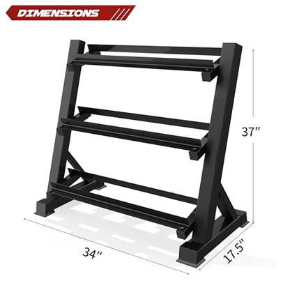 Zlinke 3-Tier Dumbbell Rack Multilevel Weight Storage Organizer for Home Gym, Weight Rack for Dumbbells, Kettlebells,1100LBS Capacity (Rack Only)
