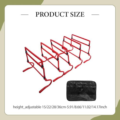 5 Pieces Agility Hurdles Athletic Strength Training Adjustable Speed Hurdles Obstacle Rack PVC Material Foldable Lightweight Suitable for Field Traini - color: Red