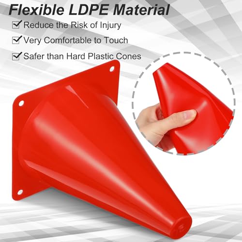 48 Pack 7" or 9" Plastic Traffic Cones Agility Field Marker Soccer/Safety/Sports/Training Cones for Skating Basketball Football Practice Drills Themed Party Decorations