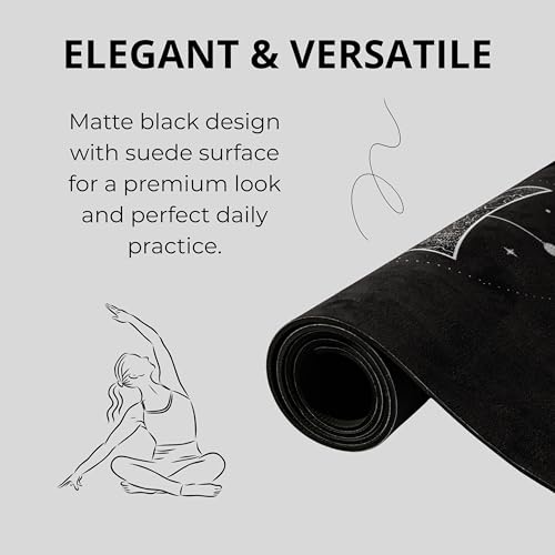 Yoga Mat With Strap 5mm Non Slip Suede & TPE - Eco-Friendly Fitness & Exercise Mat for Home Gym, Pilates, Hot Yoga, and Meditation - Lightweight Durable 72 x 24 inch Workout Mat for Women, Men