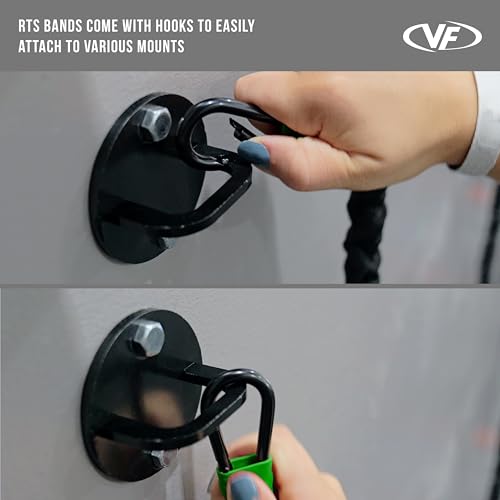 Valor Fitness Resistance Bands - 5lb to 25lbs - Carabiners Attached & 2 Bands per Weight Option with Handles– Sheath Covered - Strength Training New Compact 39" Design - Wall Door Rack Mount Options - color: Black -15 lb Pair