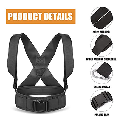 Sled Pulling Harness, Tire Pulling Harness with Pull Strap for Resistance Training, Adjustable Padded Shoulder Strap - color: 9.8FT