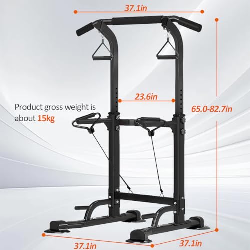 Power Tower Pull Up Dip Station Adjustable Height Multifunctional Home Strength Training Fitness Exercise Equipment, Simple Installation