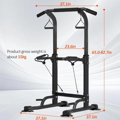 Power Tower Pull Up Dip Station Adjustable Height Multifunctional Home Strength Training Fitness Exercise Equipment, Simple Installation