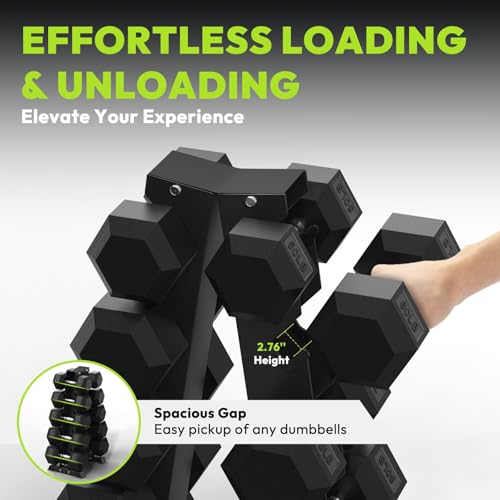 HANDBODE Hex Dumbbell Sets with Rack, 100-165 lb Rubber Encased Dumbbells for Strength Training, Exercise & Fitness, Home Gym Weight Set with Rack - style: 550 lb (45, 50, 55, 60, 65 lb) X 2 & Rack