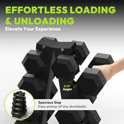 HANDBODE Hex Dumbbell Sets with Rack, 100-165 lb Rubber Encased Dumbbells for Strength Training, Exercise & Fitness, Home Gym Weight Set with Rack - style: 550 lb (45, 50, 55, 60, 65 lb) X 2 & Rack
