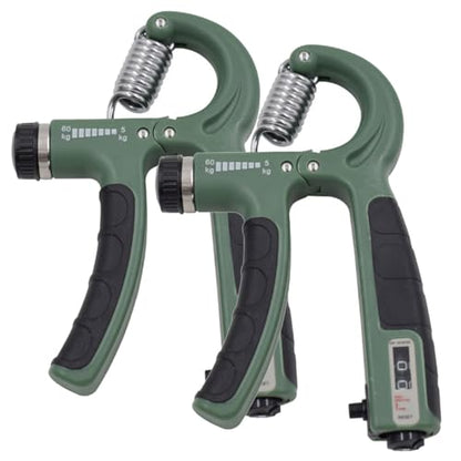 2 Pack Hand Grip Strength Trainer for Muscle Building with Counter, Adjustable Resistance 10-130 lbs, Wrist Forearm Strengthener Finger Strengthener - color: Green