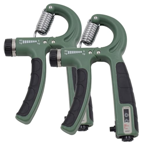2 Pack Hand Grip Strength Trainer for Muscle Building with Counter, Adjustable Resistance 10-130 lbs, Wrist Forearm Strengthener Finger Strengthener - color: Green