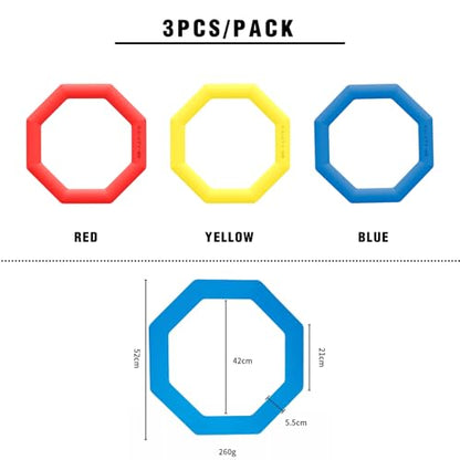 Agility Rings 3 Pcs Suitable for Sports & Fitness Step Training, Non-Slip Silicone Speed Training Rings with 192 Suction Cups, Training Equipment for Basketball Soccer Street Dance
