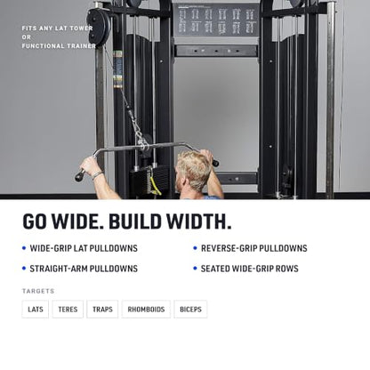 REP Fitness LAT Pulldown and Low Row Cable Machine Attachments and Functional Trainer Attachments – Curl Bar, D-Handle, Ankle Cuff, Tricep Rope, Sports Handle, Straight Bar, Row, Chinning Triangle - style: 48 Solid Lat Bar Pro Style