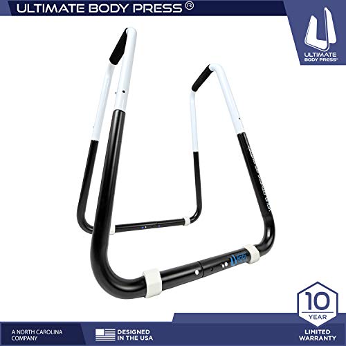 Ultimate Body Press Dip Bar Fitness Station - Adjustable Width Folding Dip Stand with Angled Grips, Stable Leveling and Easy Storage